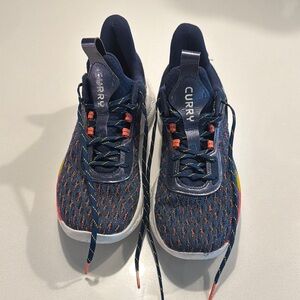 Under Armor Curry 9 Flow Navy basketball Shoes with Colorful Accents